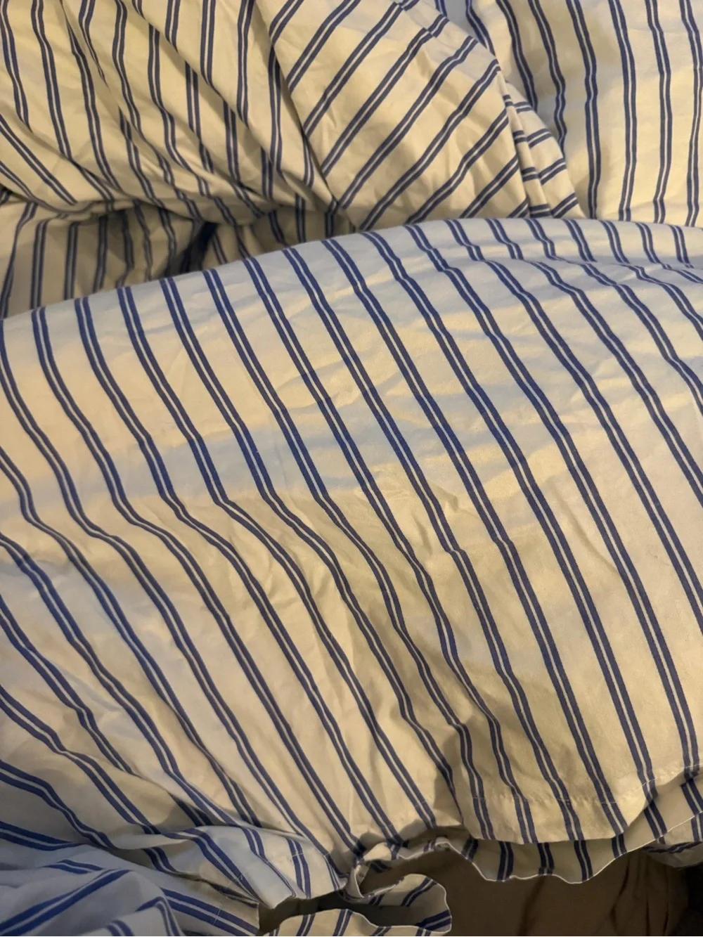 Brooklinen Striped Duvet Cover in White and Blue
